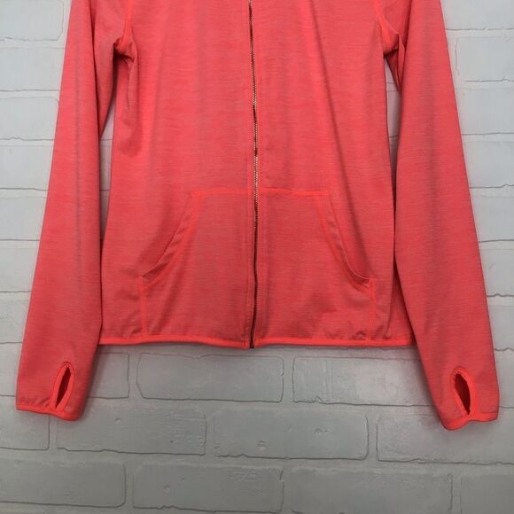 H&M coral fitted hooded sports jacket gold zipper - Picture 4 of 11